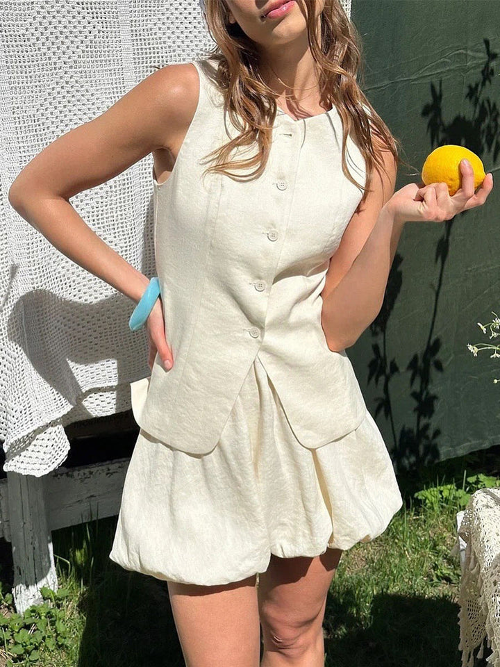 Vest Skirt Summer Sweet Vest Bud Skirt Two Piece Sets