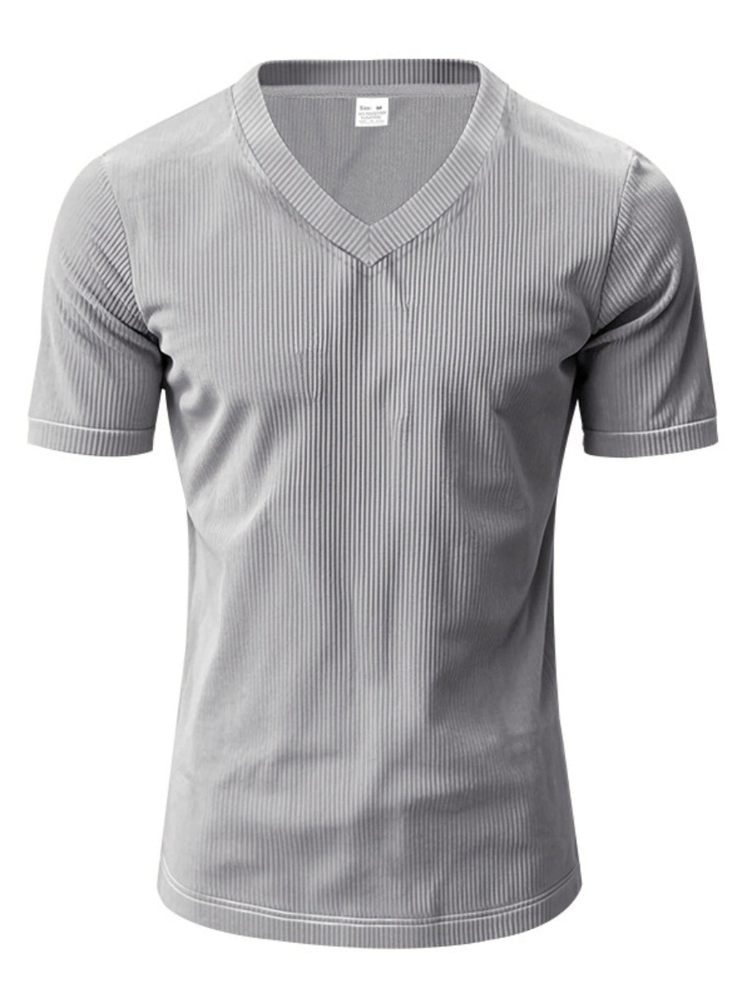 Men's Full Size Ribbed V-Neck T-Shirt Plus Size