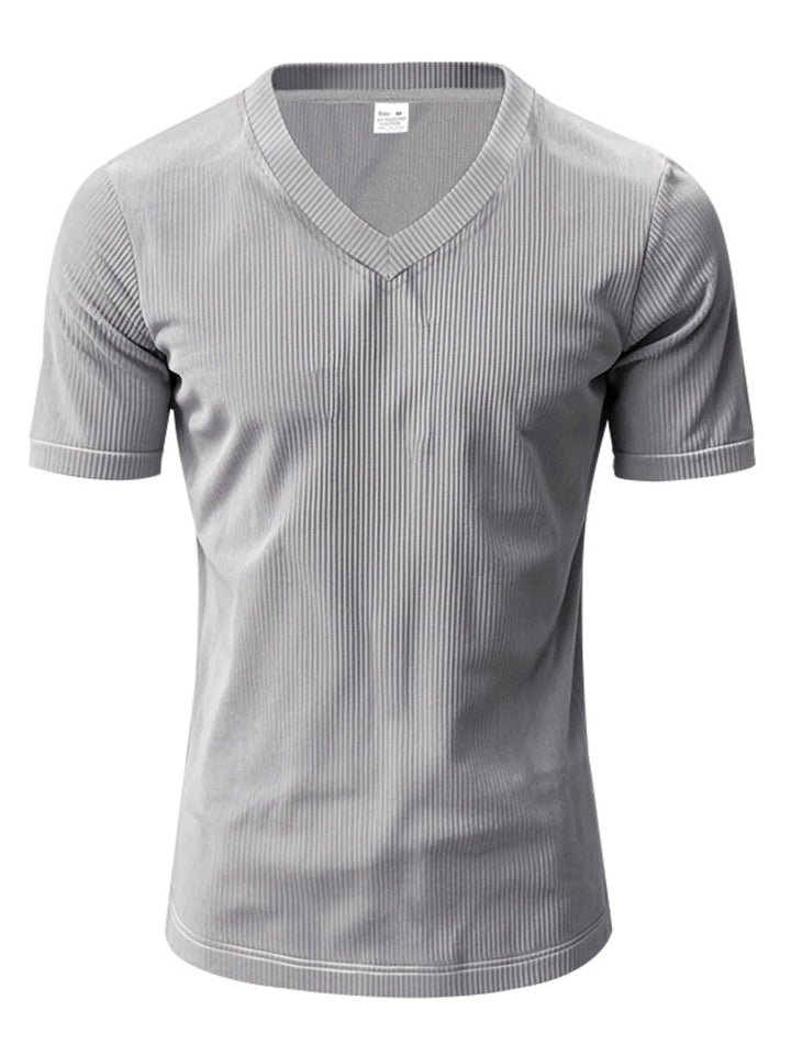 Men's Full Size Ribbed V-Neck T-Shirt Plus Size