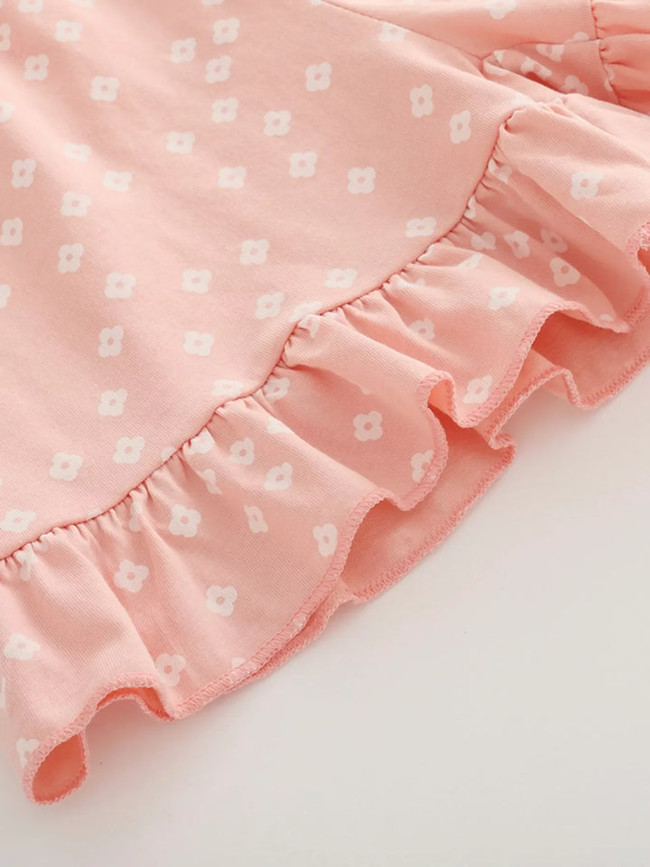 Children's Ruffled Sleeve Graphic Tee & Floral Ruffle Shorts Set