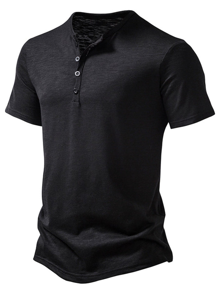 Men's Casual Button Detail T-Shirt