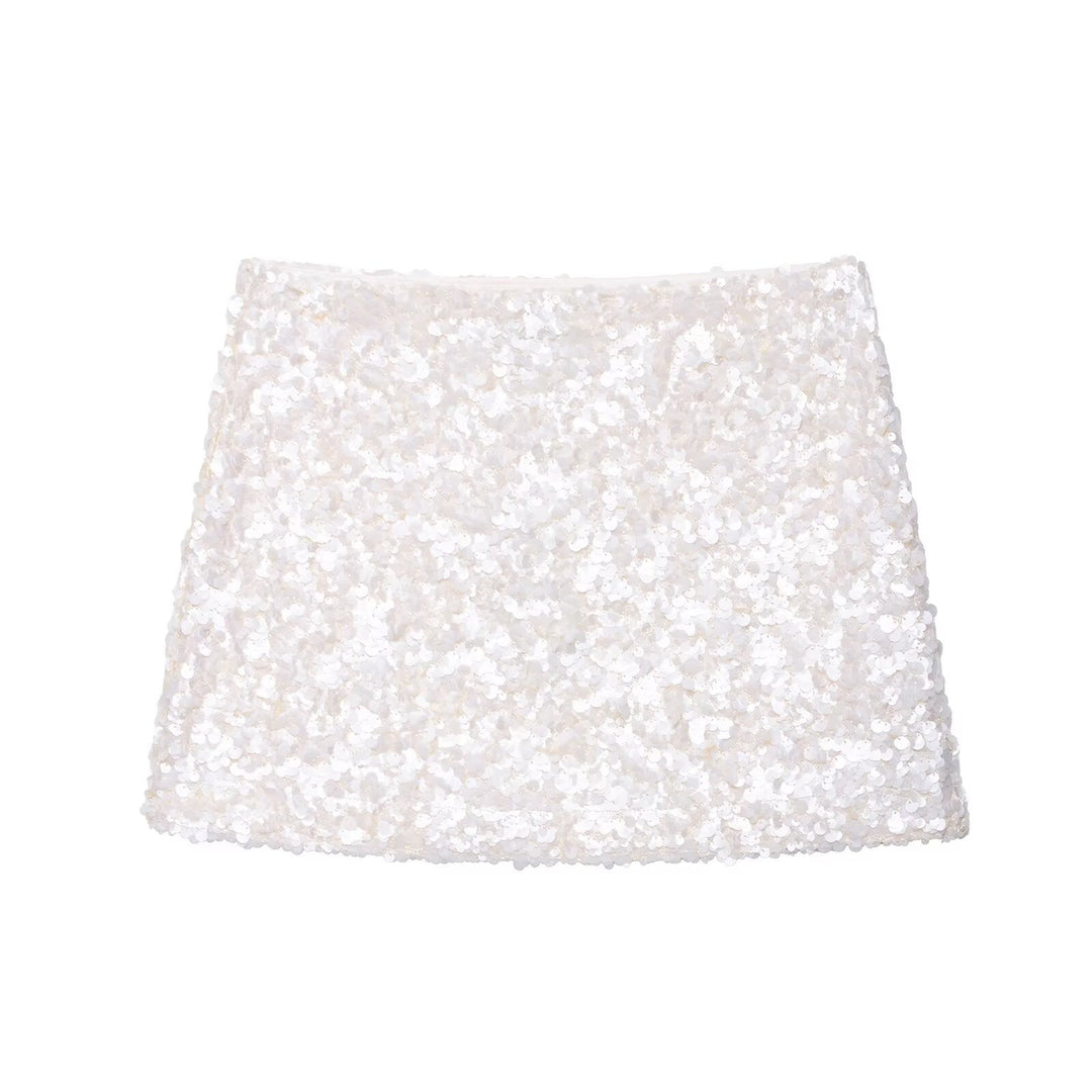 Women Clothing Spring Sequ Design A line High Waist Mini Skirt