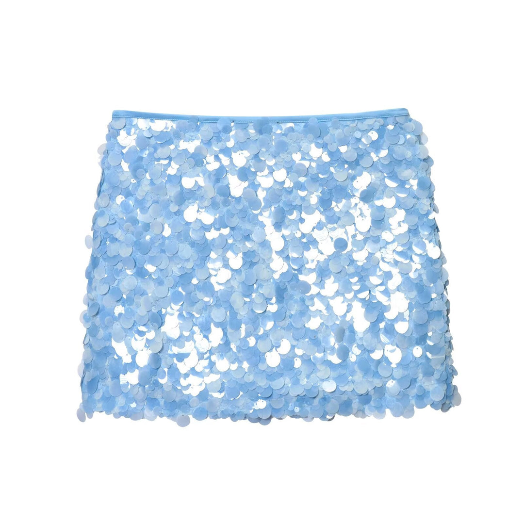 Women Clothing Spring Sequ Design A line High Waist Mini Skirt