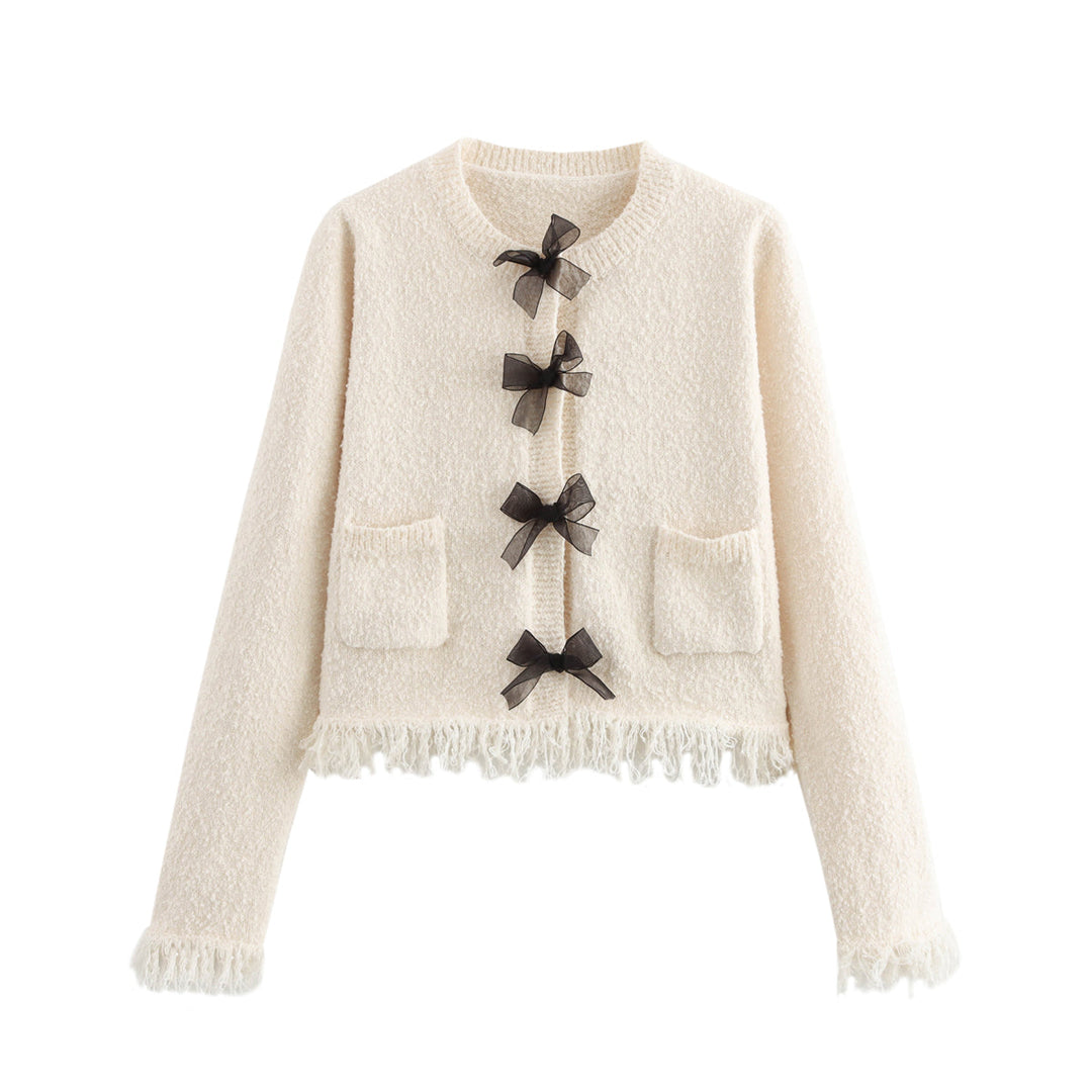 Autumn Bow Knitted Cardigan Coat