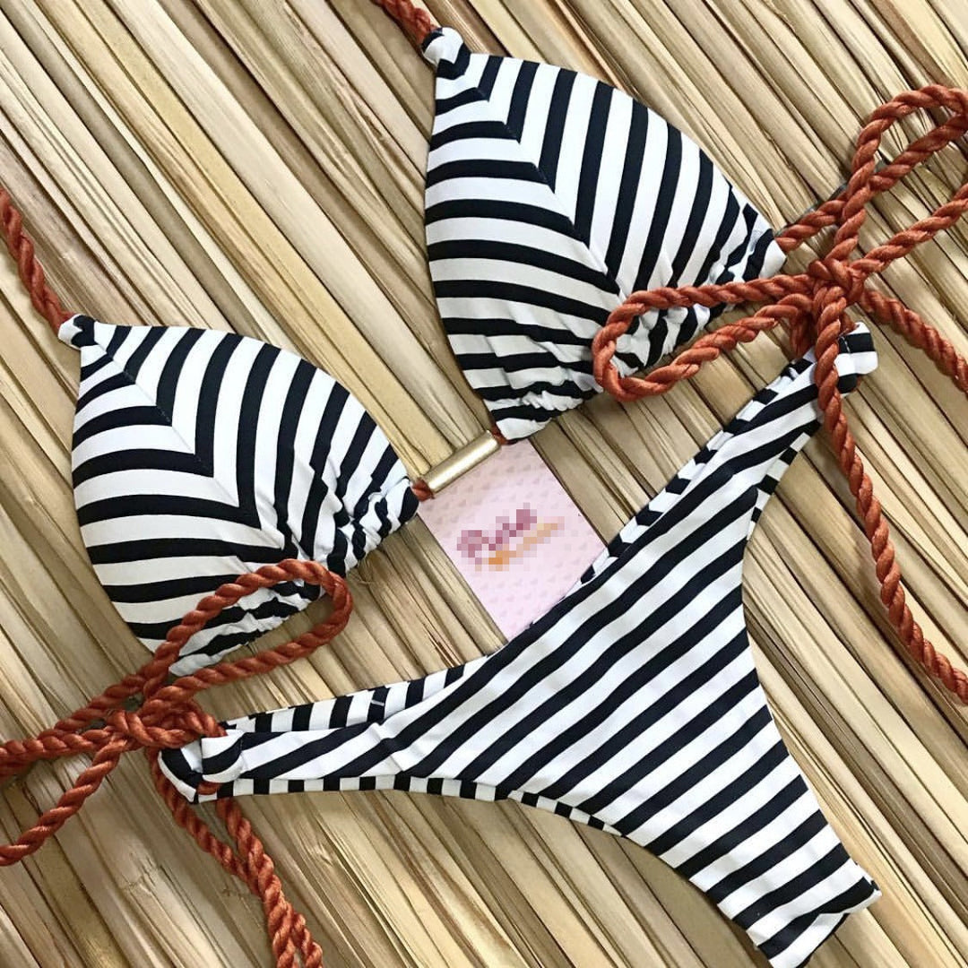 Bikini Swimsuit Printed Tassel Bikini Swimwear