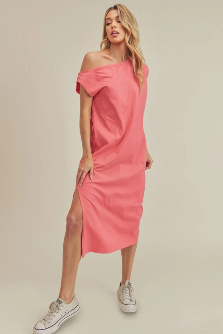 Aemi + Co Side Slit Round Neck Sleeveless Midi Dress