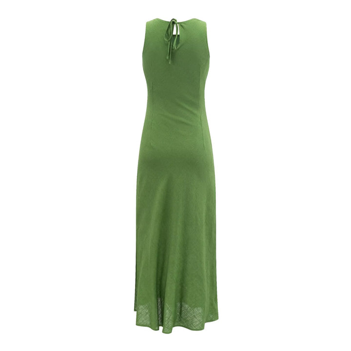 Green Vest Dress Summer Waist Controlled Slim Fit Slimming Split Vacation Dress