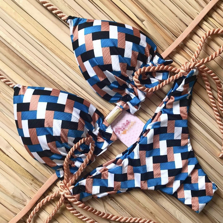 Bikini Swimsuit Printed Tassel Bikini Swimwear