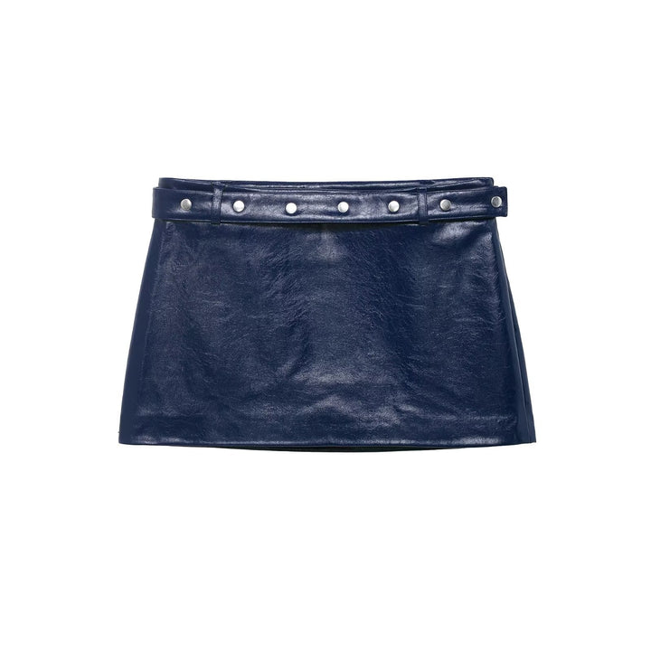 Women Clothing Casual Two Piece Sets Leather Vest Mini Skirt
