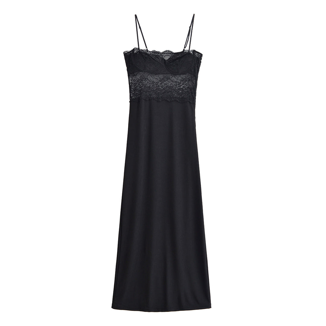 Women Clothing Spring Sexy Lace Splicing Sling Dress