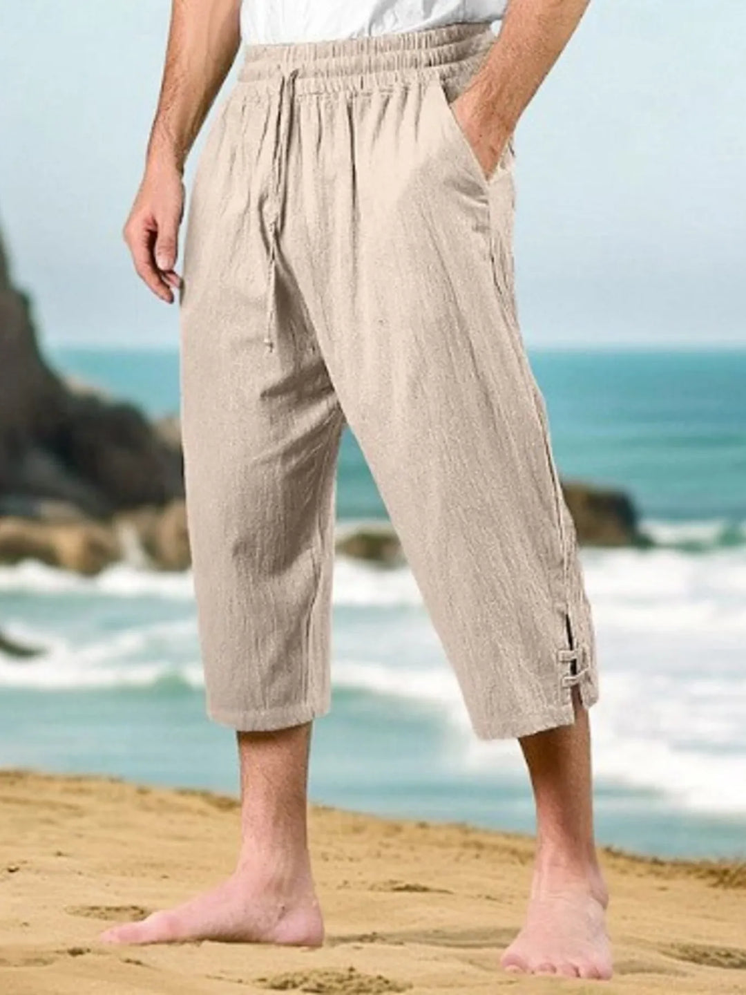 Men's Full Size Loose Fit Cropped Pants Plus Size