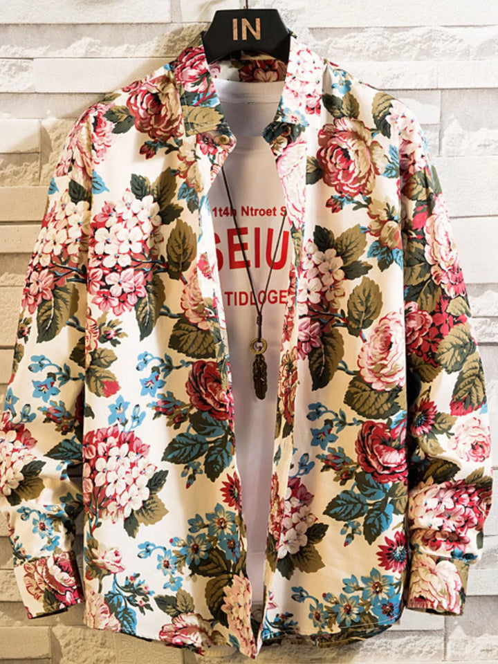Men's Plus Size Printed Button Up Shirt