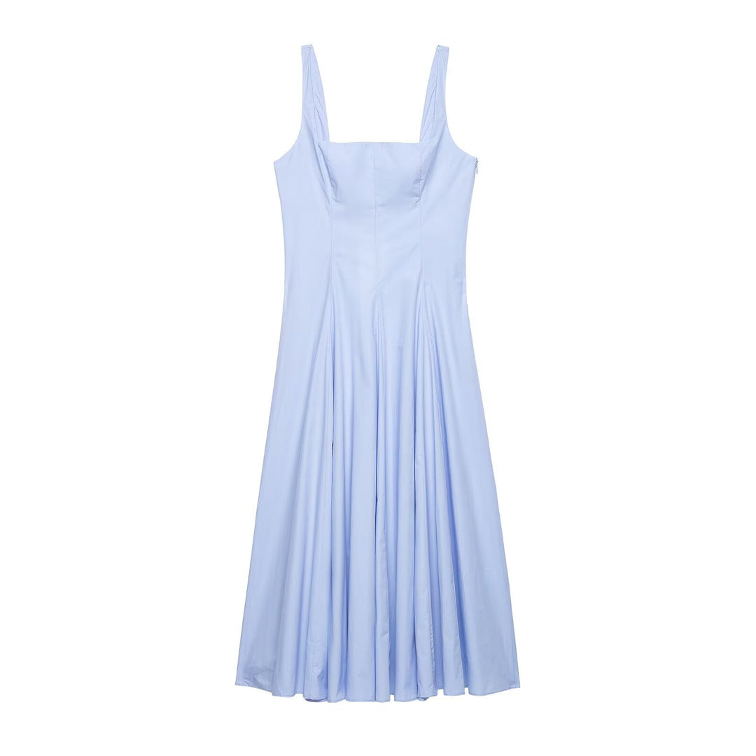 Women Clothing Top Product Poplin Wavy Wide Swing Dress