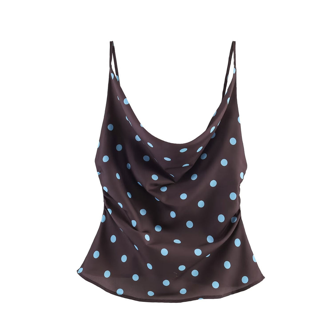 Women Clothing Drape Polka Dot Brace Top