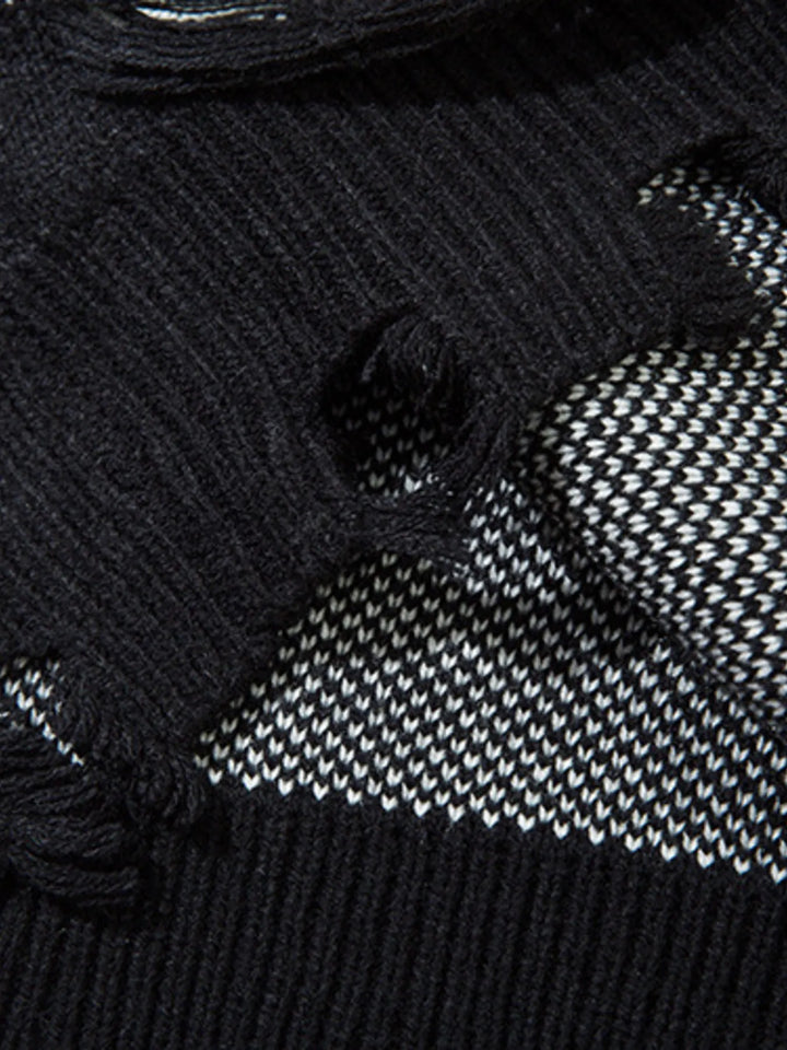 Men's Distressed Chain Detail Oversized Sweater