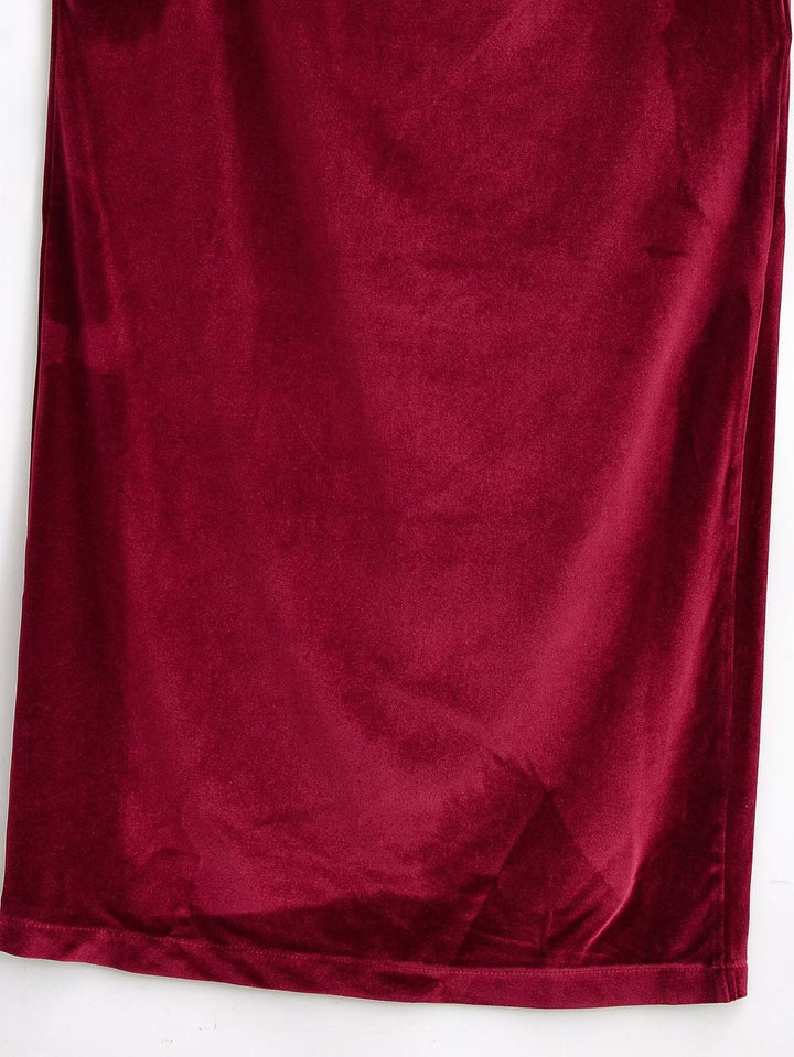 Women Clothing Summer French Design Backless Wine Red Dress