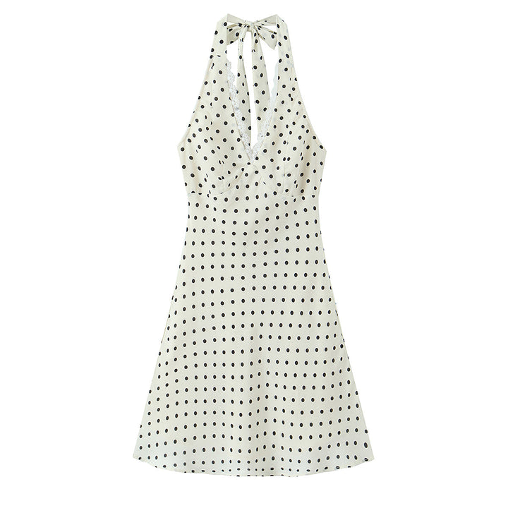 Spring Lace Lace Band Halter Backless Slimming Dress