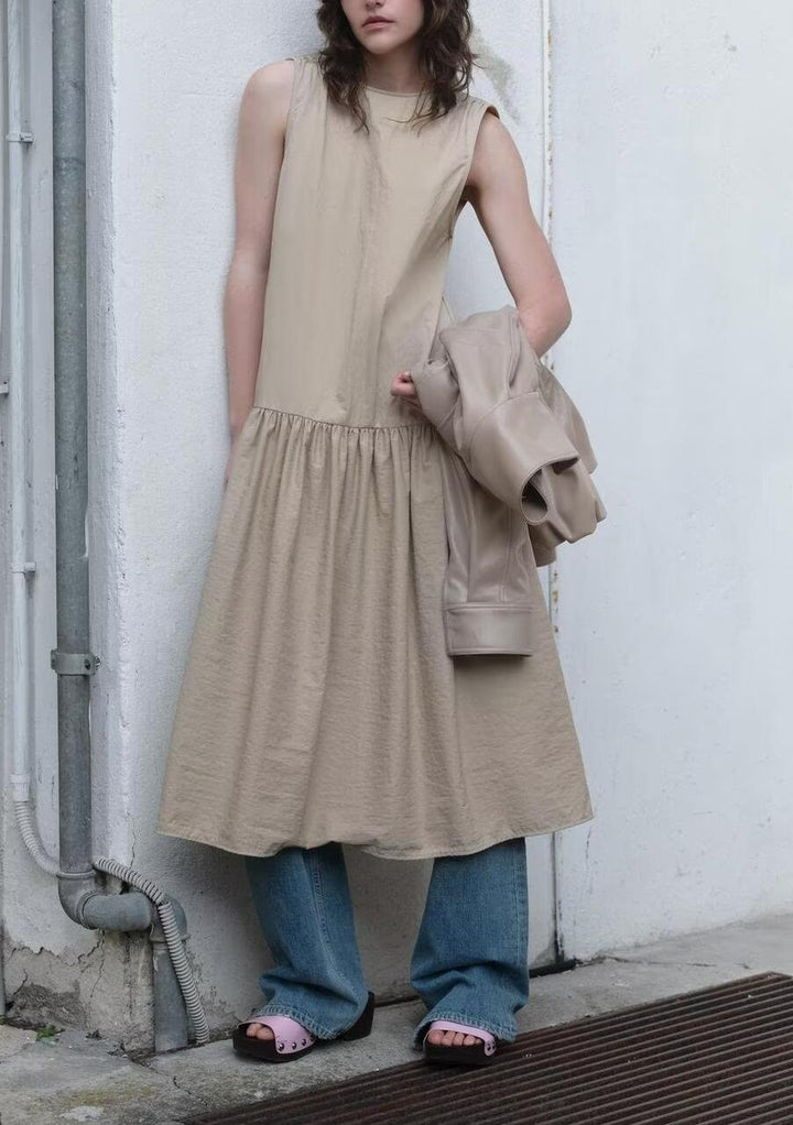 Women Summer Patchwork Sleeveless Puffy Dress