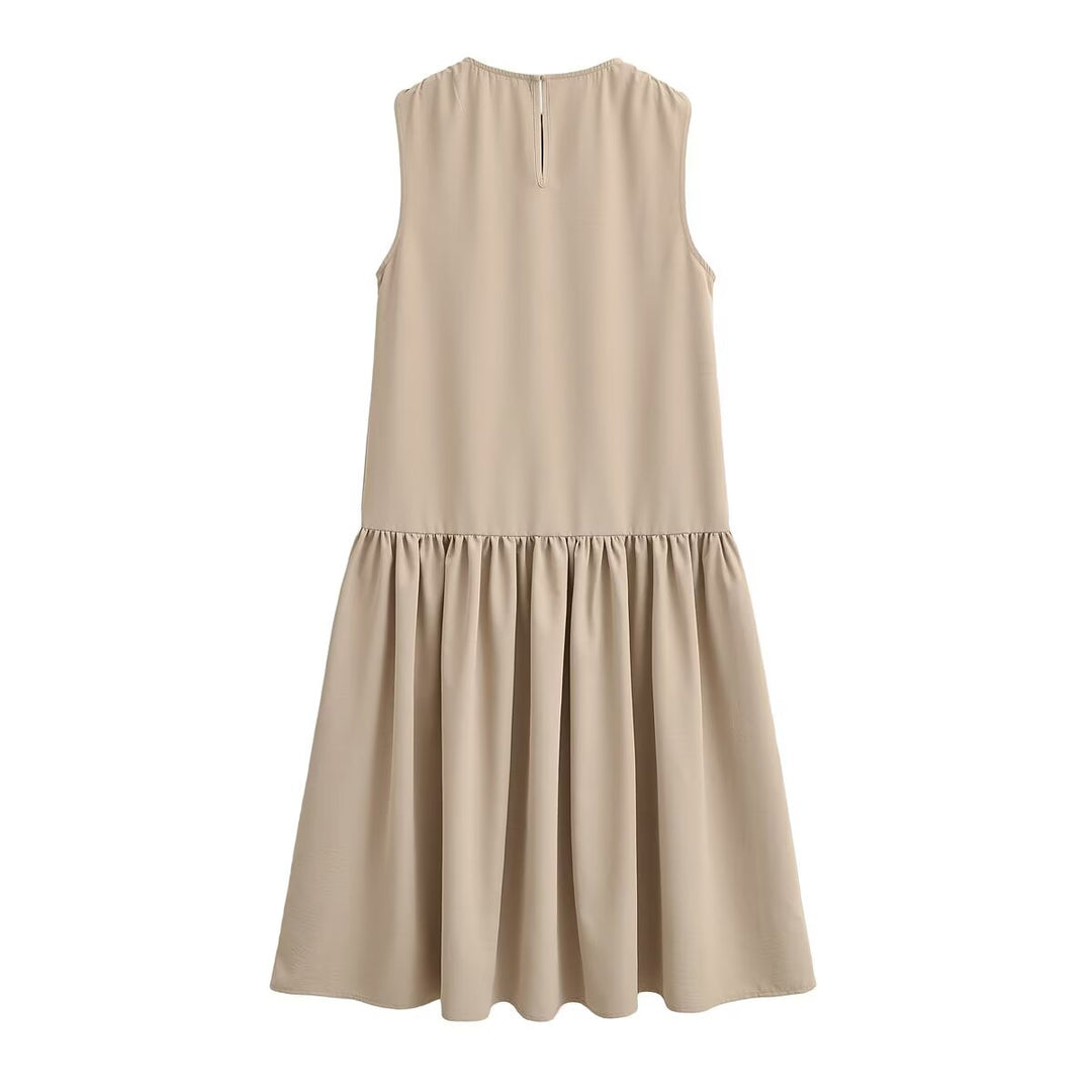 Women Summer Patchwork Sleeveless Puffy Dress