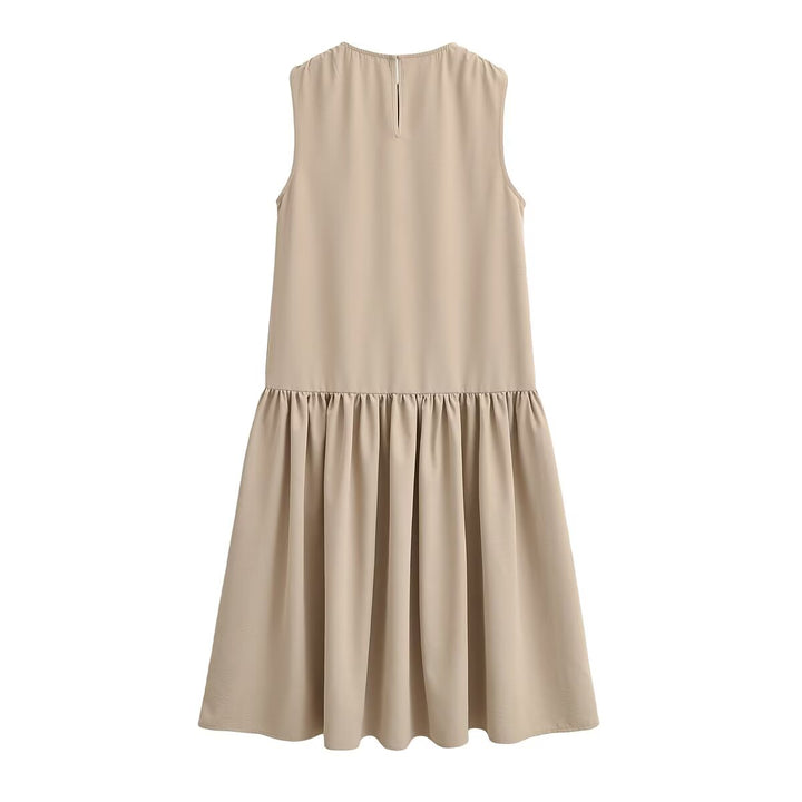 Women Summer Patchwork Sleeveless Puffy Dress