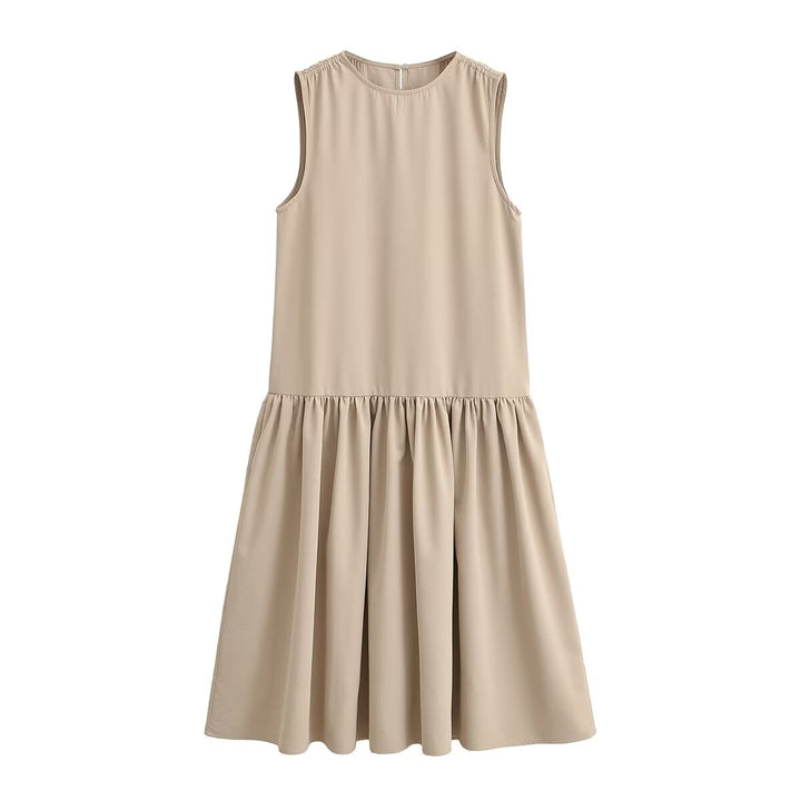 Women Summer Patchwork Sleeveless Puffy Dress