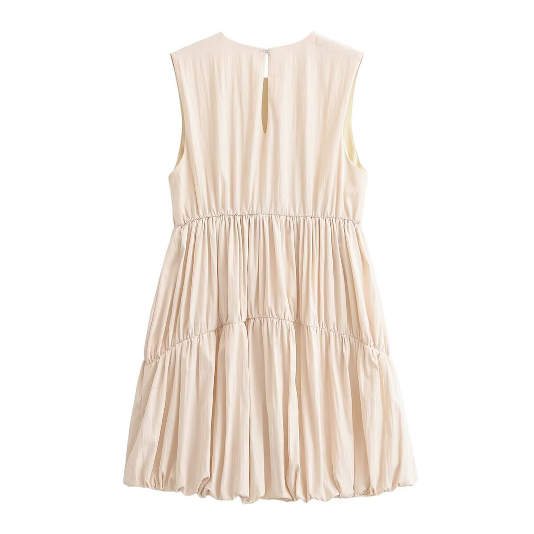 Women Clothing Summer Simple Pleated Balloon Dress