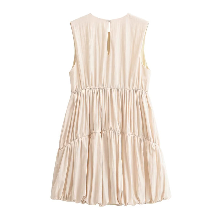 Women Clothing Summer Simple Pleated Balloon Dress