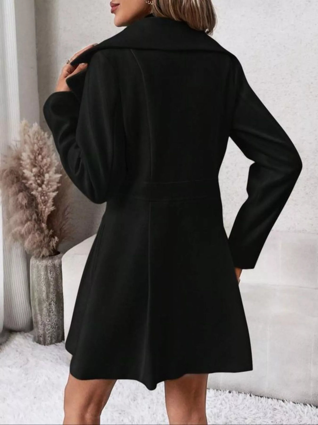Double-Breasted Wool Blend Coat