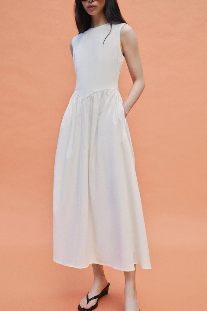Women Summer Solid Sleeveless Midi Dress