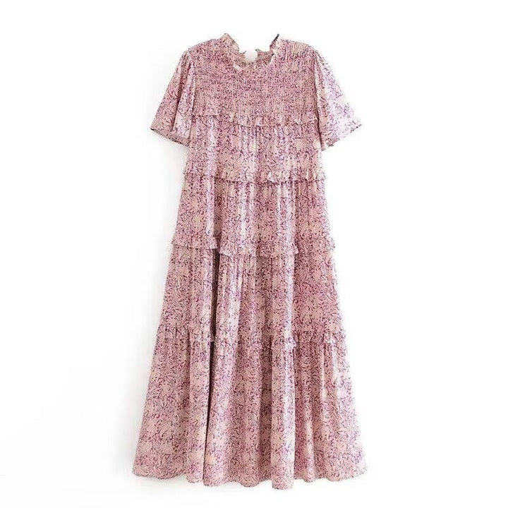 Women Clothing Summer Rayon Printed Cake Bohemian Casual Dress