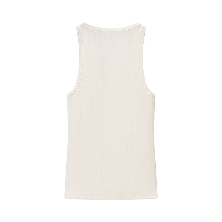 Spring Women Clothing Sexy Sexy round Neck Sleeveless Rib Sling Top