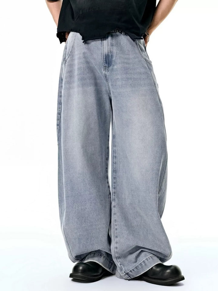 Men's Washed Wide Leg Jeans
