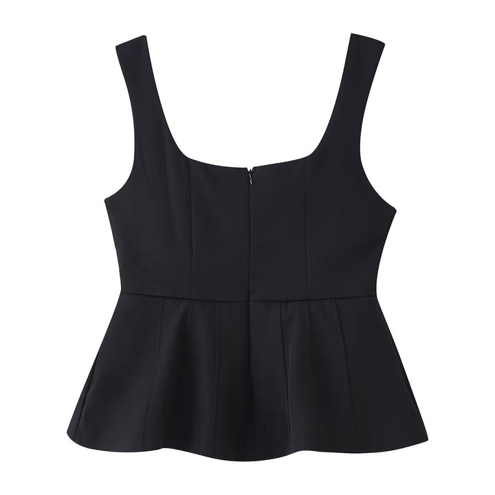 Women Clothing Fashionable All Match U Collar Vest Camisole Top