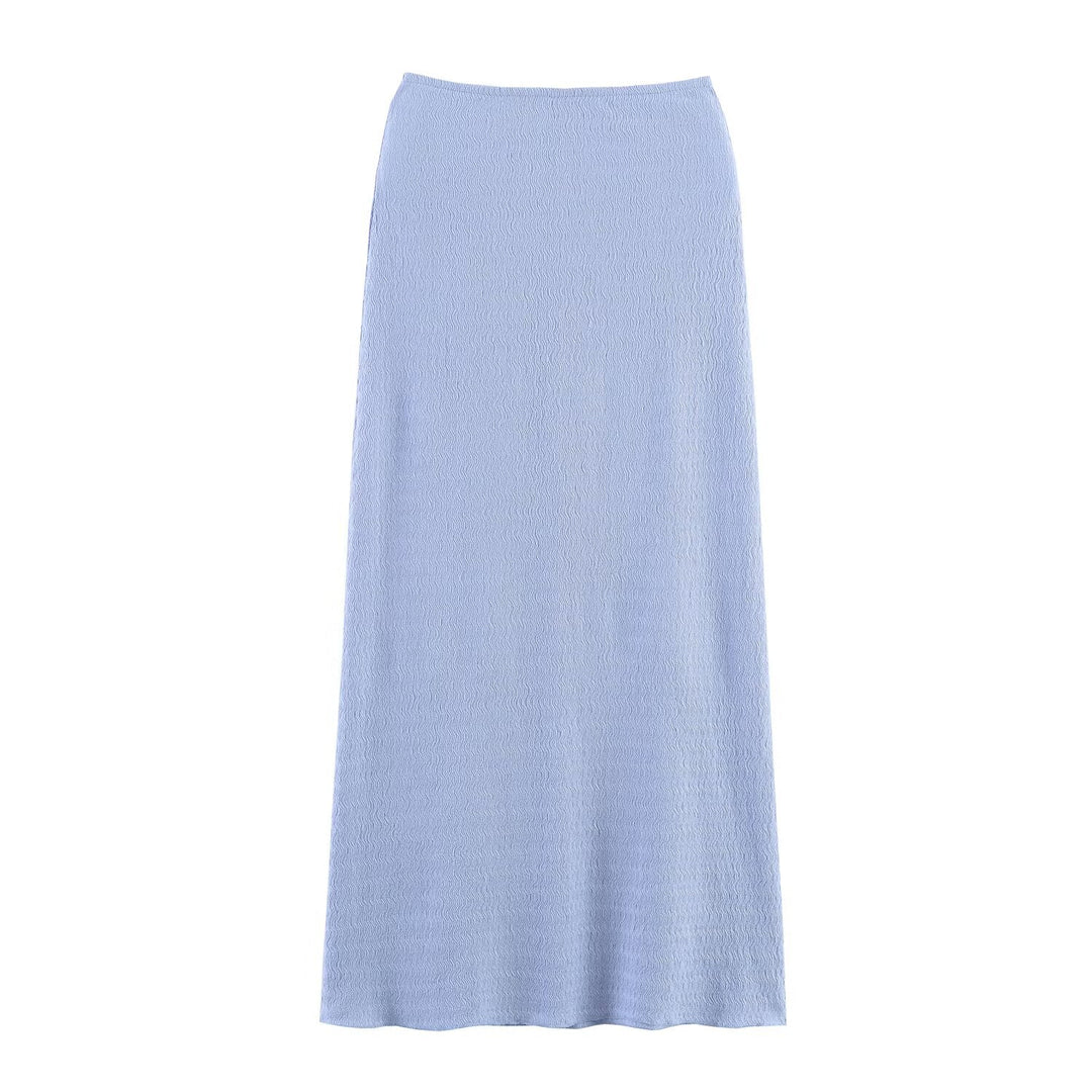 Women Summer Texture Tank Top Midi Skirt Set