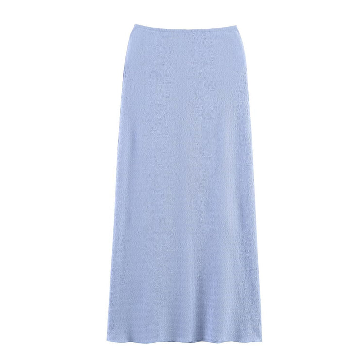 Women Summer Texture Tank Top Midi Skirt Set