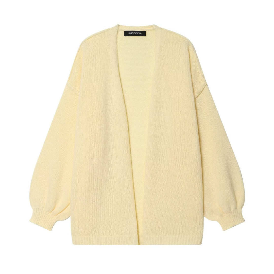 Women Clothing Fall Simple Thick Needle Idle Mid Length Sweater