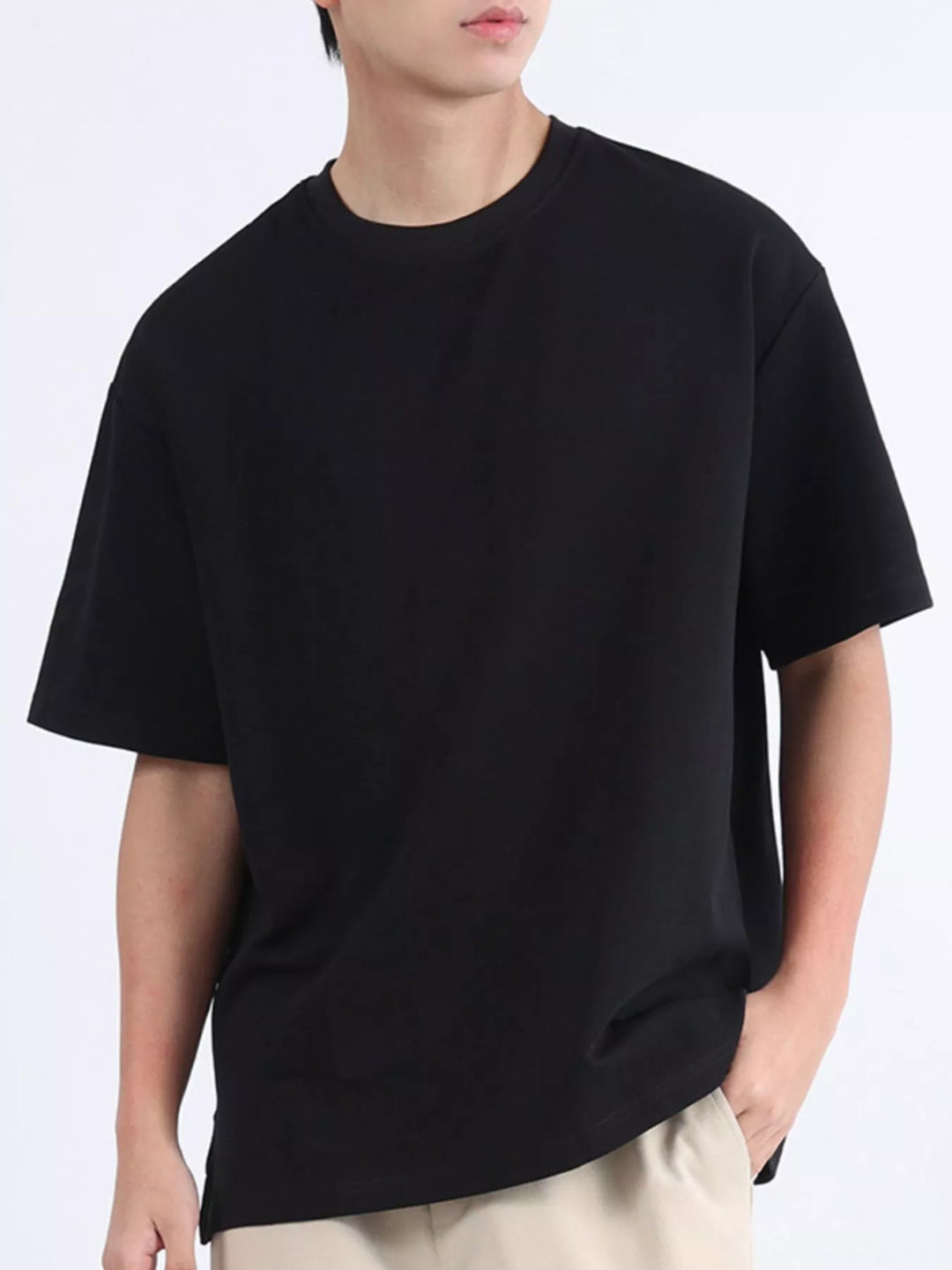 Men's Plus Size Solid Color Round Neck T-Shirt