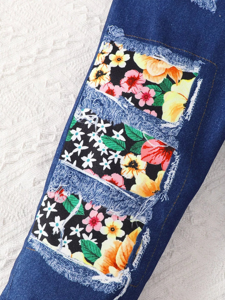 Children's Floral Bell Sleeve Top and Pants Set