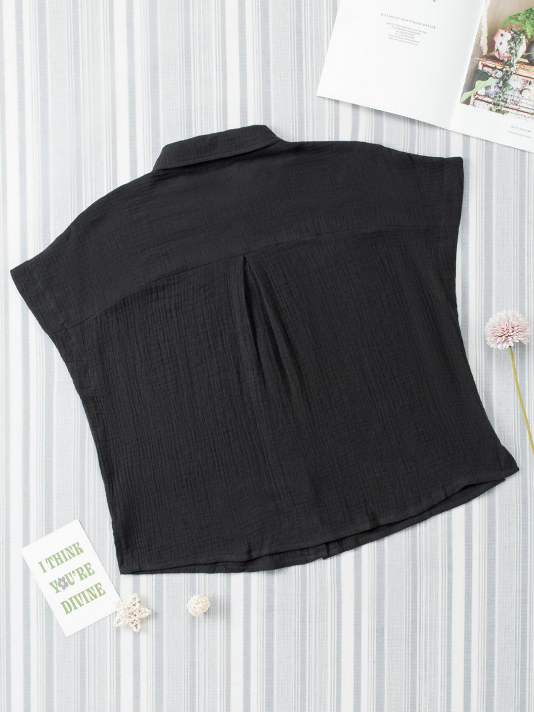 Crinkle Cotton Loose Short Sleeve Shirt