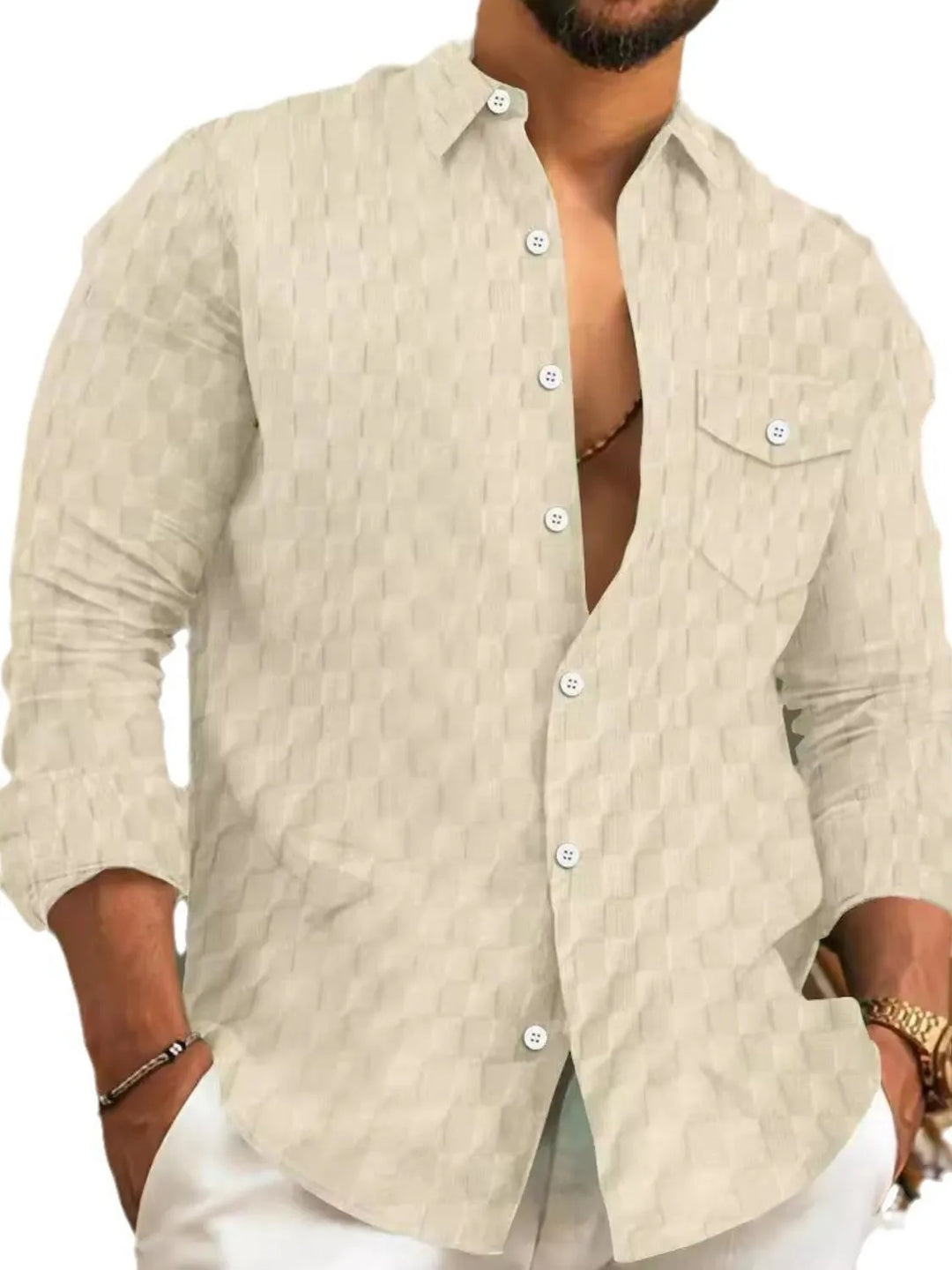 Men's Full Size Button Up Long Sleeve Shirt Plus Size