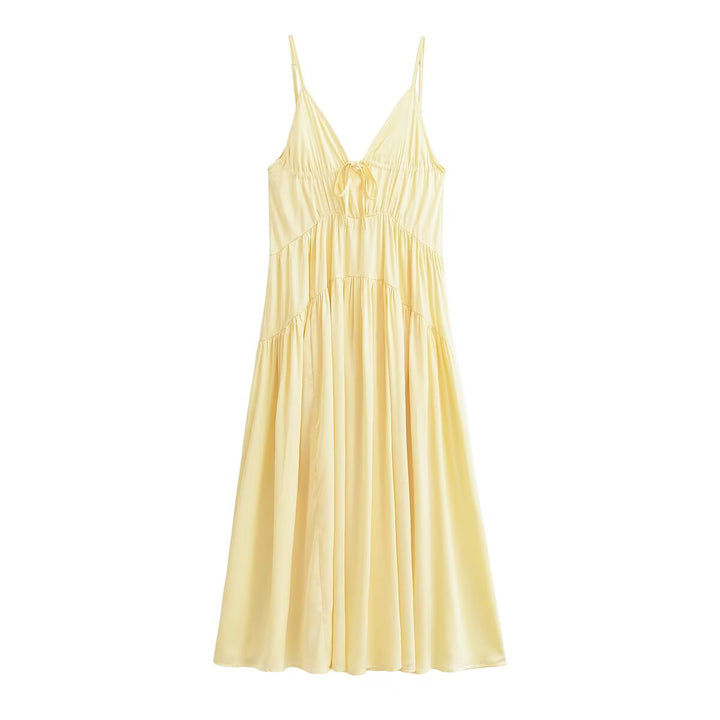Elegant Women Clothing Simple Thin Strap Pleated Dress