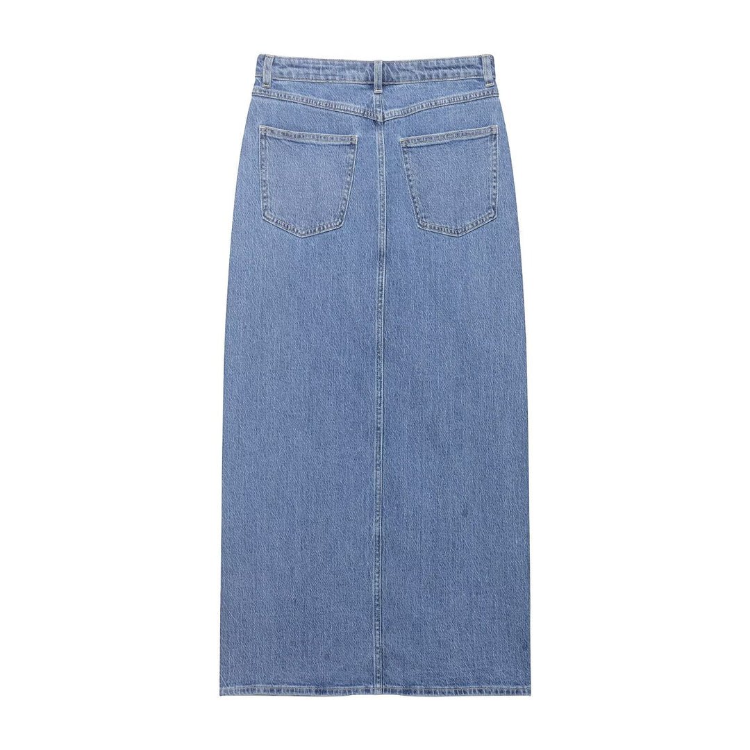 Women Summer Casual Denim Midi Skirt