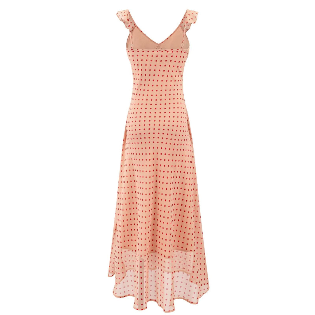 Vacation Green Elegant Dress Women Sexy V neck Flounce Slim Fit Sheath Tea Break Dress