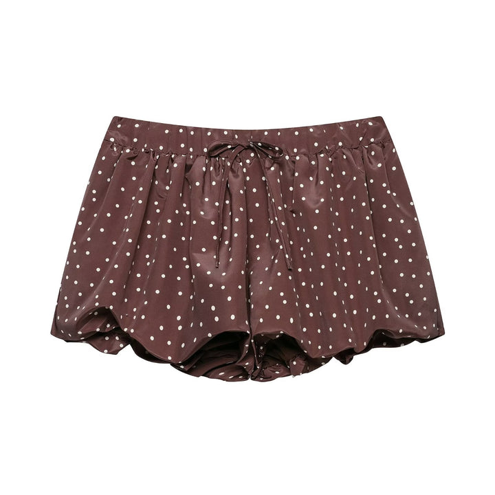 Women Clothing Summer Elastic High Waist Retro All Match Polka Dot Mini Skirt