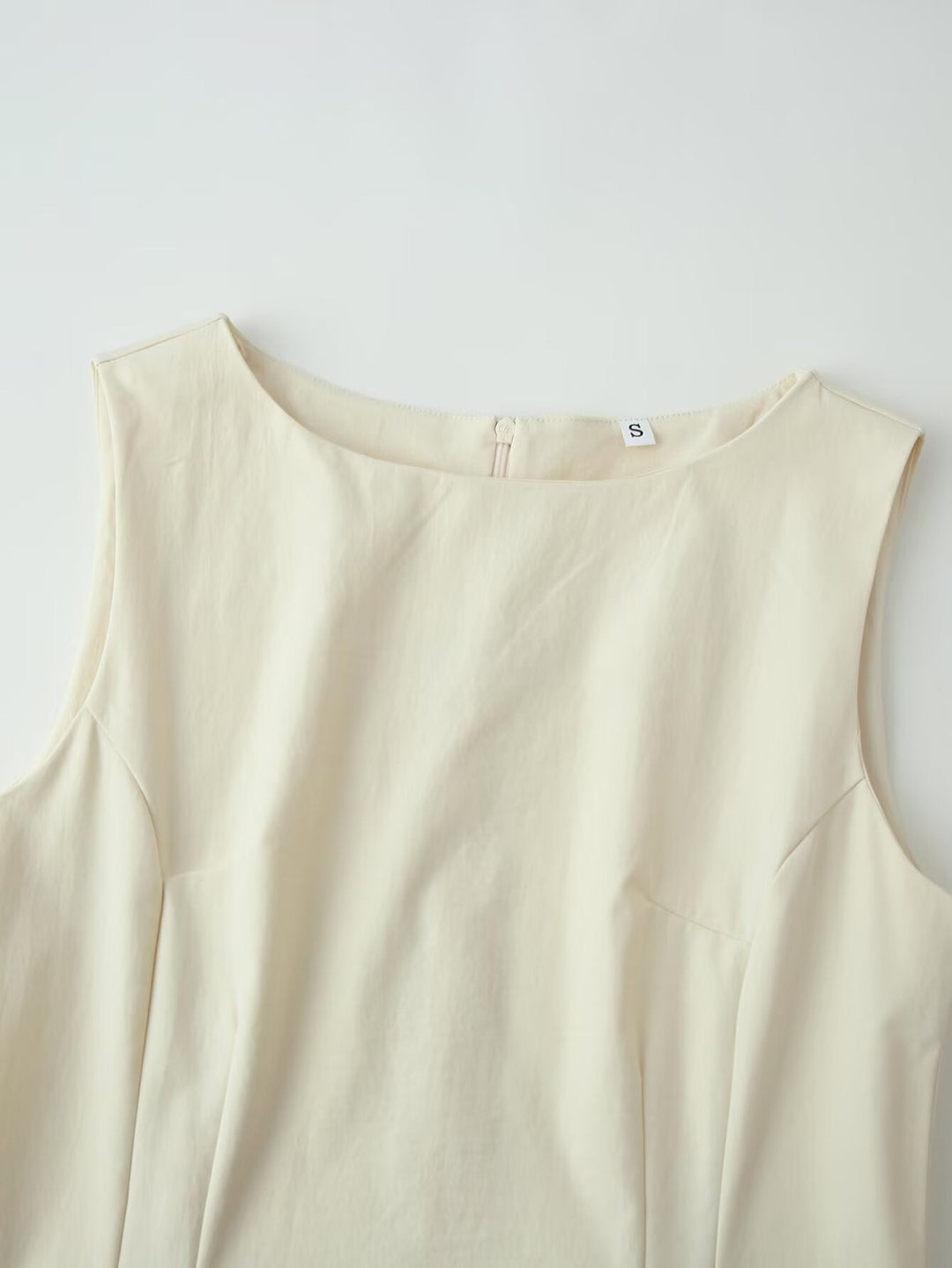 Women Summer Slimming Large Hem Mid Length Round Neck Sleeveless Dress