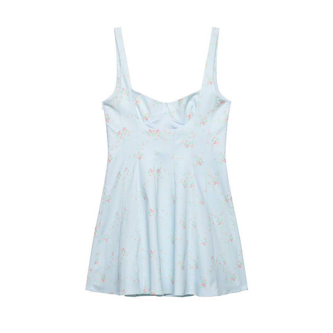 Women Clothing Summer Elegant V neck Floral Printing Slip Dress Women