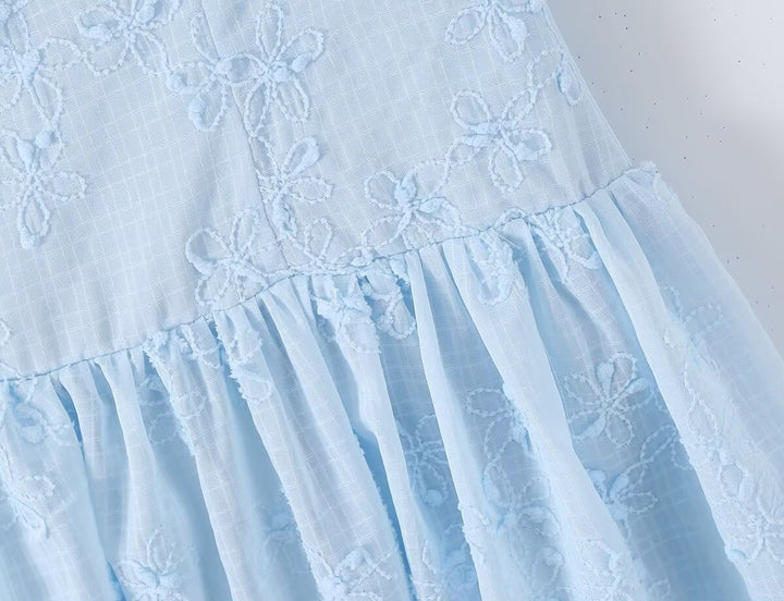 Spring Korean White Embroidered Strap Dress Women Spring A line Dress