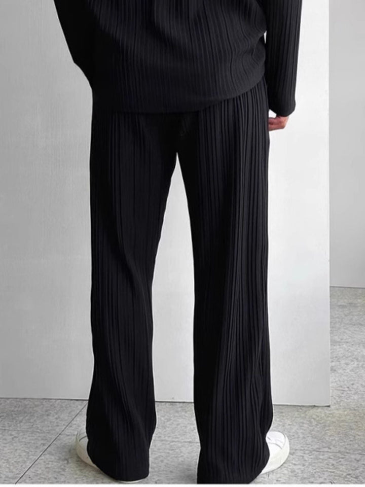 Men's Full Size Textured Button Up Shirt and Pants Set Plus Size
