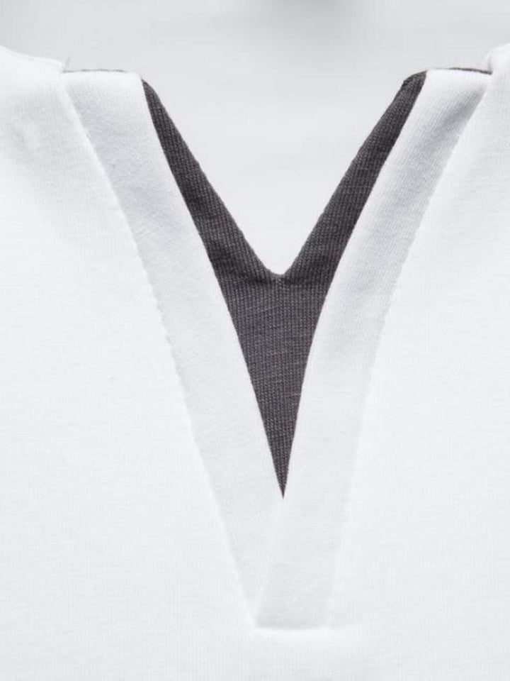 Men's Plus Size Slim Fit Notched Casual T-Shirt