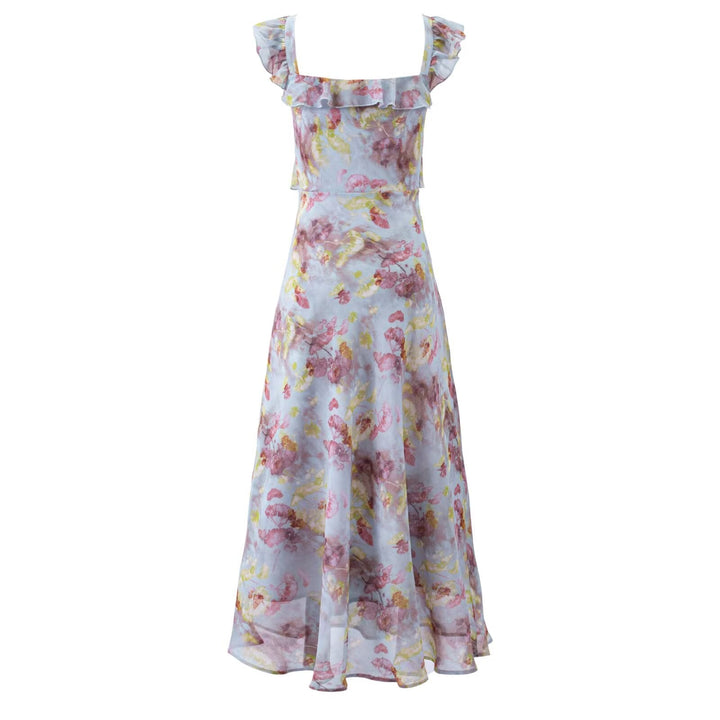 Summer Elegant Floral Dress Women A line Long Dress